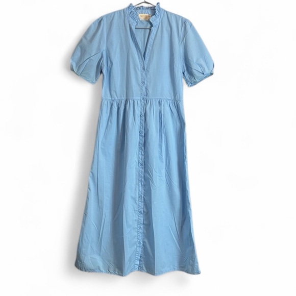 Nation LTD Dresses & Skirts - Nation LTD Sky Blue Midi Dress with Puff Sleeves 100% Pima Cotton